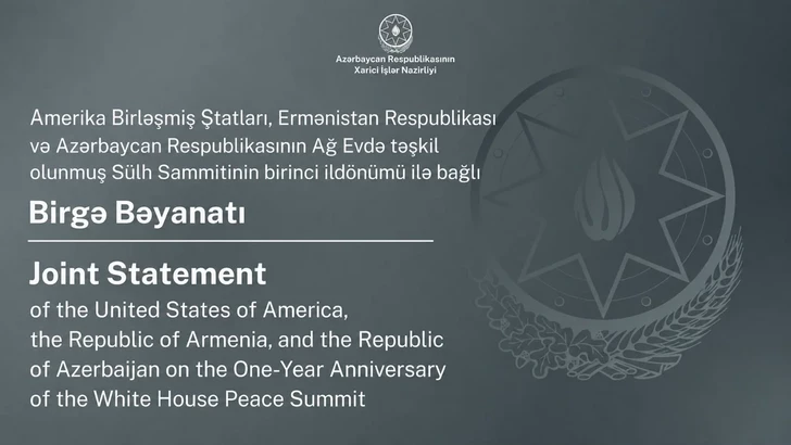 Media.az - Новости Азербайджана - США, Азербайджан и Армения опубликовали совместное заявление в годовщину саммита в Белом доме