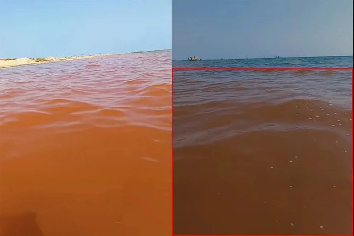 Необычный цвет воды на пляже в Зиря встревожил местных жителей