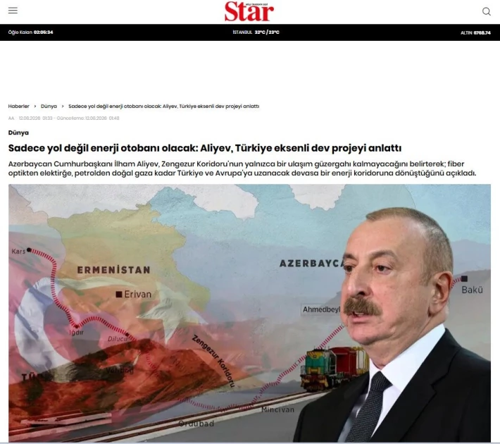 Media.az - Новости Азербайджана - Заявления Ильхама Алиева о Зангезурском коридоре вызвали широкий резонанс в турецких СМИ