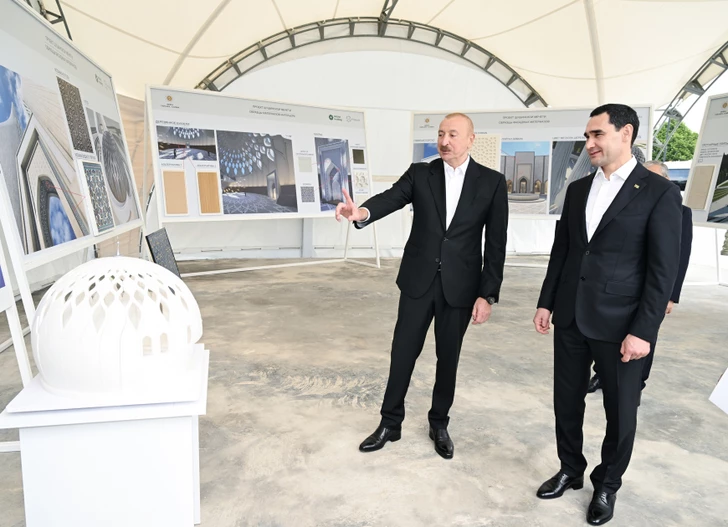 Media.az - Новости Азербайджана - Президенты Азербайджана и Туркменистана ознакомились с ходом строительства Шушинской мечети