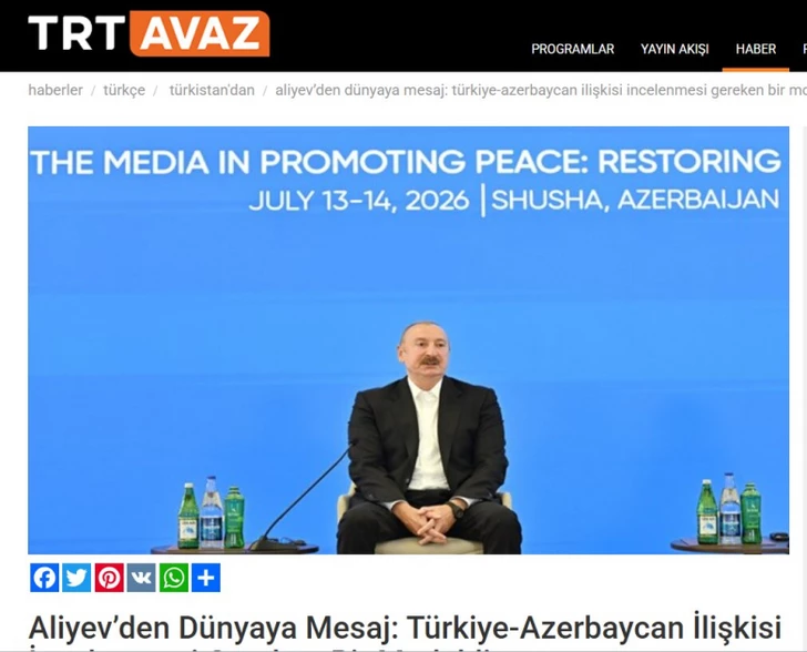 Media.az - Новости Азербайджана - Турецкие СМИ широко осветили выступление Ильхама Алиева на IV Шушинском глобальном медиафоруме