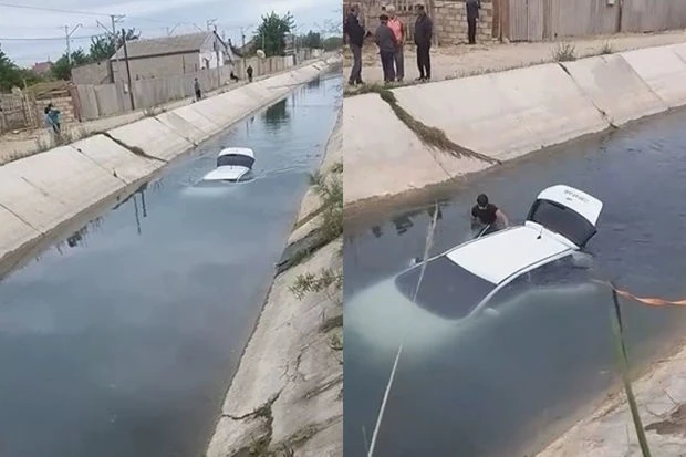 В поселке Сарай автомобиль упал в водоканал