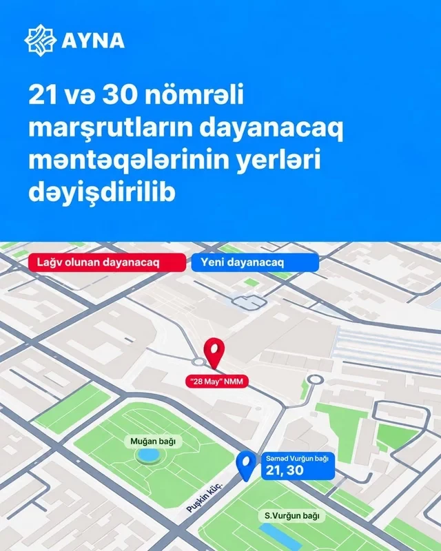 Media.az - Новости Азербайджана - В районе «28 Мая» изменили остановки автобусов № 21 и 30