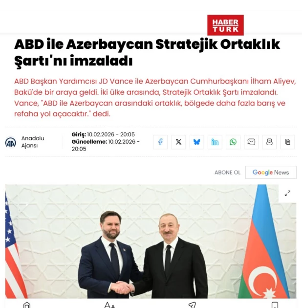 Media.az - Новости Азербайджана - СМИ Турции и ТРСК широко осветили подписание Хартии о стратегическом партнерстве Азербайджана и США