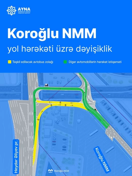 Media.az - Новости Азербайджана - AYNA анонсировала изменения в организации движения возле ЦТО «Кёроглу»