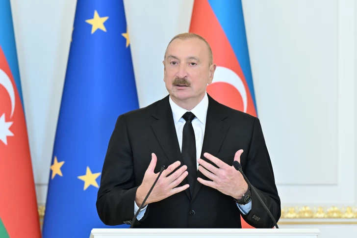 Media.az - Новости Азербайджана - Президент Ильхам Алиев и президент Европейской комиссии выступили с заявлениями для прессы