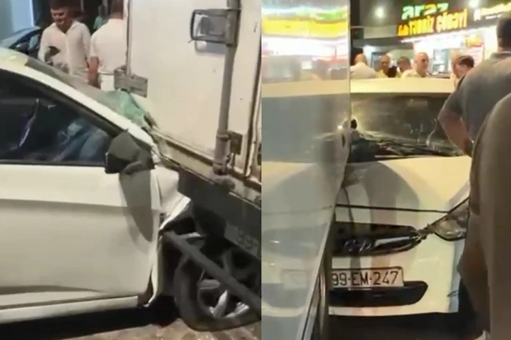 В Баку грузовик столкнулся с Hyundai Accent