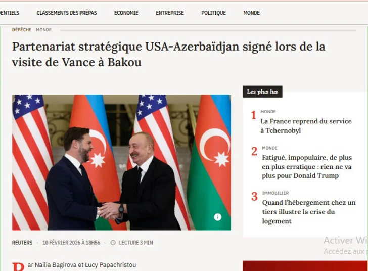 Французские СМИ широко осветили визит вице-президента США в Баку
