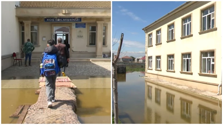 Школа в бакинском поселке затоплена дождевыми водами, посещаемость остается крайне низкой