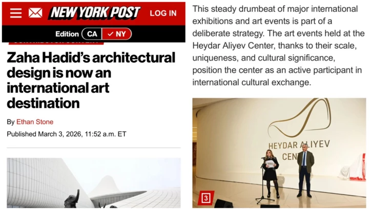 Американское издание New York Post высоко оценило культурную роль Центра Гейдара Алиева