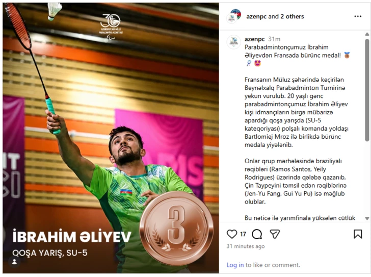 Media.az - Новости Азербайджана - Бронзовая победа: Ибрагим Алиев приносит Азербайджану медаль в парабадминтоне