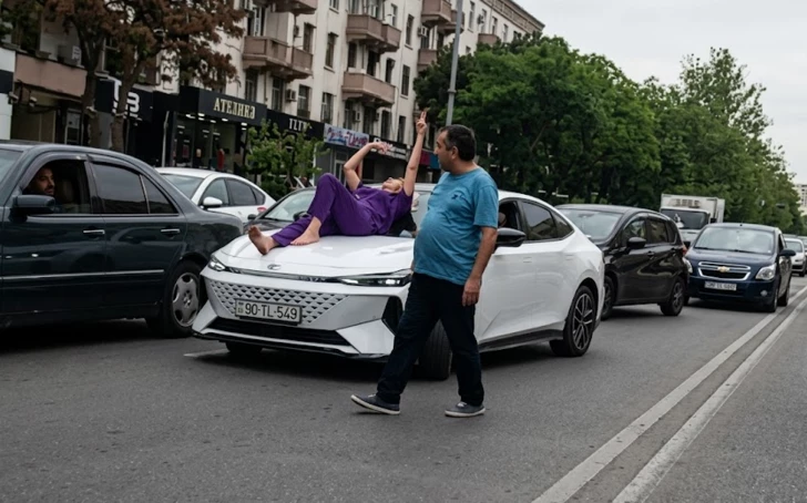 Полиция установила личность женщины, совершавшей неадекватные действия на дороге в Баку