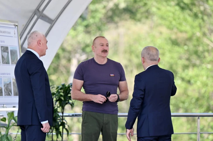 Media.az - Новости Азербайджана - Президент Ильхам Алиев заложил фундамент водохранилища Хакаричай в Лачыне