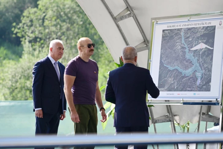 Media.az - Новости Азербайджана - Президент Ильхам Алиев заложил фундамент водохранилища Хакаричай в Лачыне
