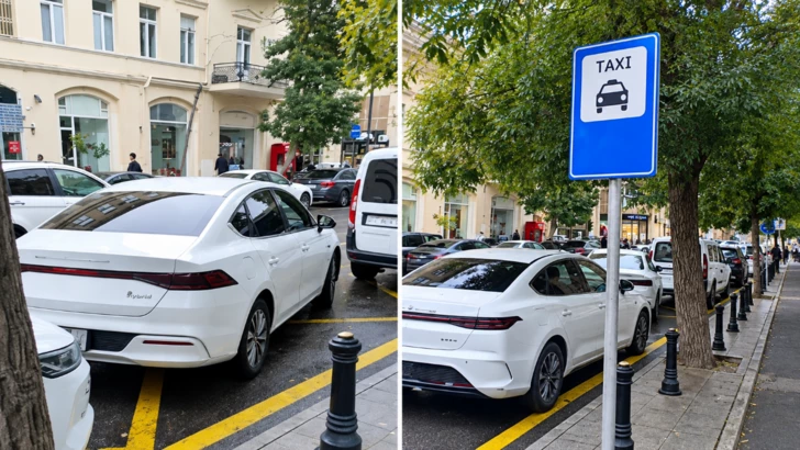 В Баку у метро «Сахиль» личные автомобили занимают места для такси — жалоба водителей