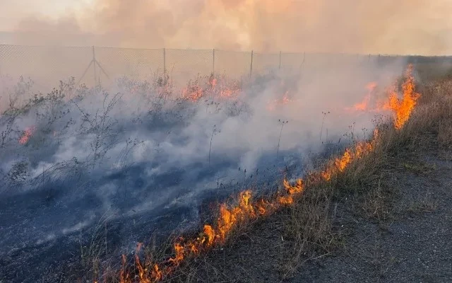 В Джебраильском районе начался пожар на открытой местности