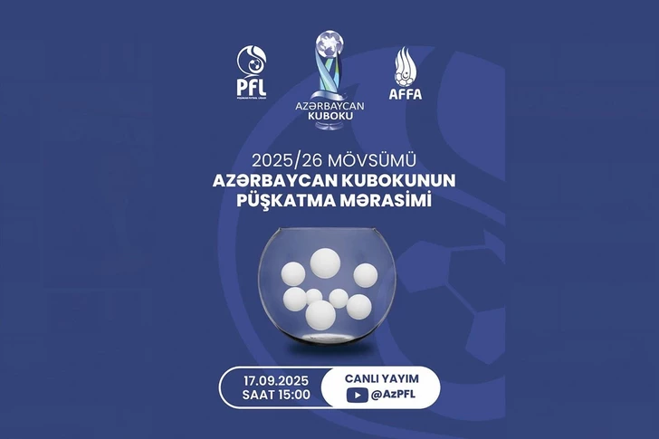 Стали известны результаты жеребьевки Кубка Азербайджана сезона 2025/2026