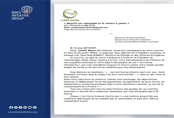 Комитет Маоре ответил французским депутатам, выступающим против Азербайджана
