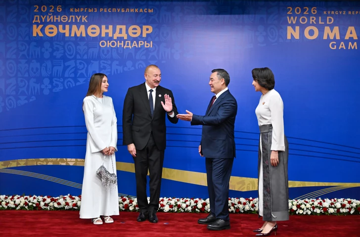 Media.az - Новости Азербайджана - Ильхам Алиев и Мехрибан Алиева приняли участие в открытии VI Всемирных игр кочевников в Бишкеке