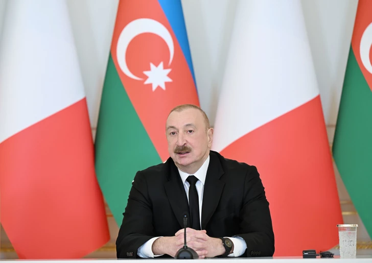 Media.az - Новости Азербайджана - Президент Ильхам Алиев и Председатель Совета министров Италии выступили с заявлениями для прессы