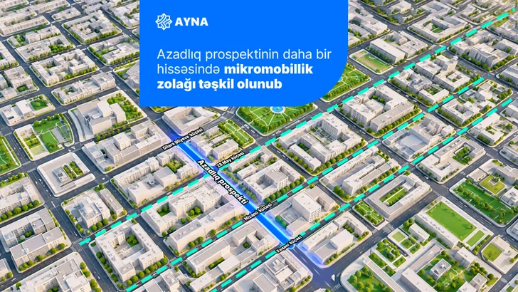 Media.az - Новости Азербайджана - На одном из проспектов Баку организован новый участок полосы микромобильности