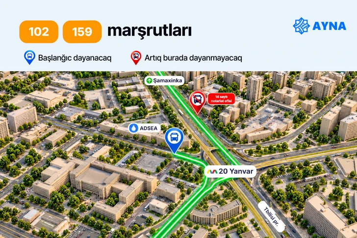 Media.az - Новости Азербайджана - Четыре автобусных маршрута в Баку изменят расположение остановок