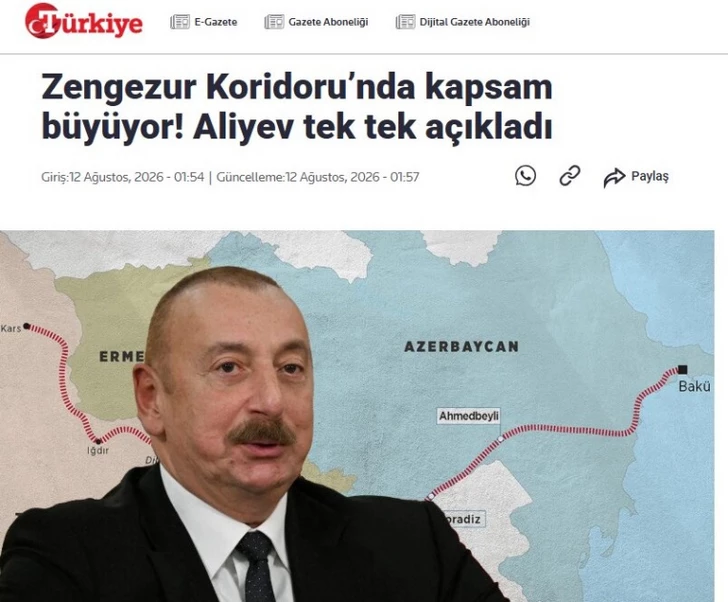 Media.az - Новости Азербайджана - Заявления Ильхама Алиева о Зангезурском коридоре вызвали широкий резонанс в турецких СМИ
