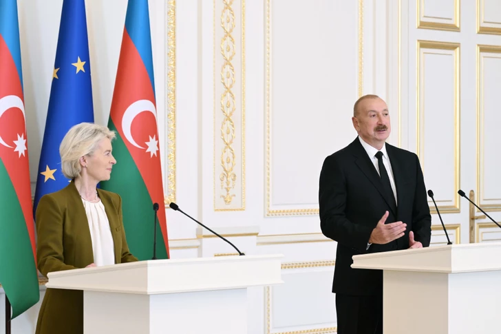Media.az - Новости Азербайджана - Президент Ильхам Алиев и президент Европейской комиссии выступили с заявлениями для прессы