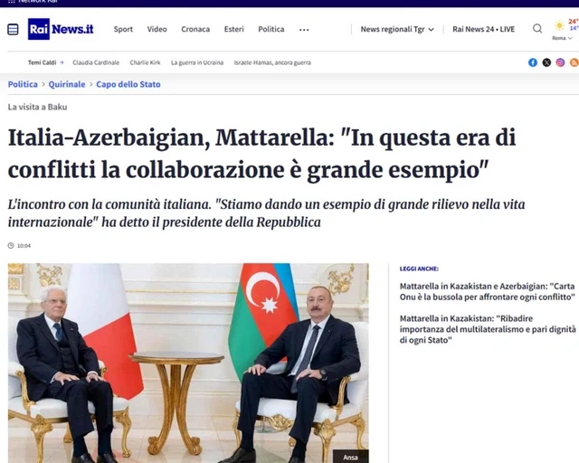 Media.az - Новости Азербайджана - Визит Маттареллы в Азербайджан в фокусе итальянской прессы