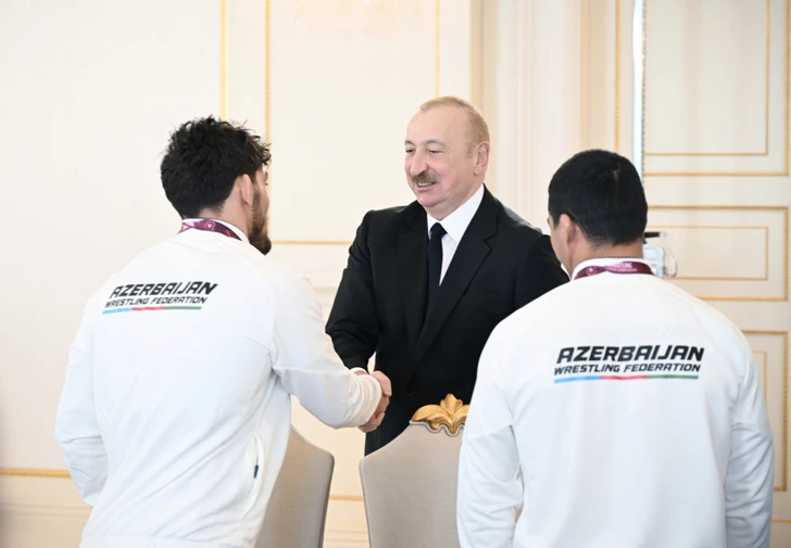 Media.az - Новости Азербайджана - Президент Ильхам Алиев принял борцов, ставших чемпионами в командном зачете на чемпионате Европы