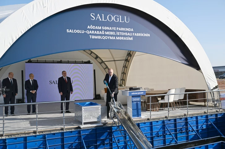 Media.az - Новости Азербайджана - Ильхам Алиев заложил фундамент предприятия Saloğlu Qarabağ в Агдамском промышленном парке