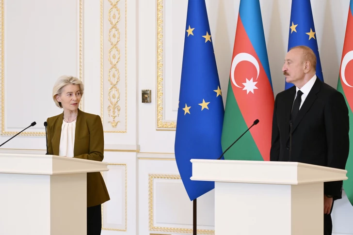 Media.az - Новости Азербайджана - Президент Ильхам Алиев и президент Европейской комиссии выступили с заявлениями для прессы