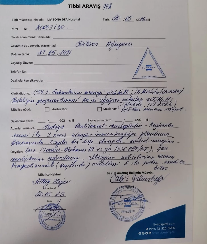 Media.az - Новости Азербайджана - «Метастазы пошли в легкие»: педагог из Баку просит помощи в борьбе с раком