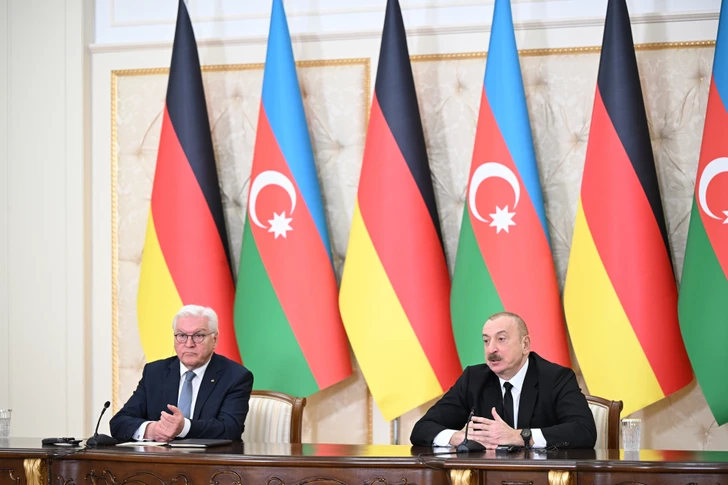 Президенты Азербайджана и Германии выступили с заявлениями для прессы