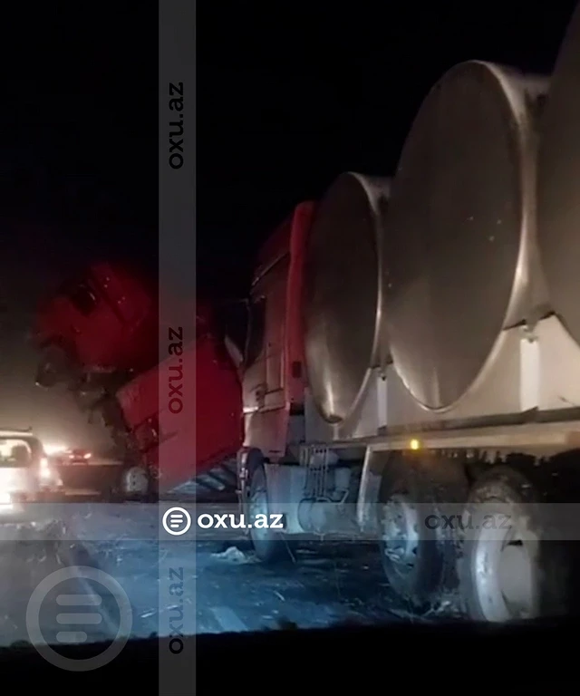 Media.az - Новости Азербайджана - На трассе Баку-Газах столкнулись два грузовика: стало известно о состоянии пострадавшего