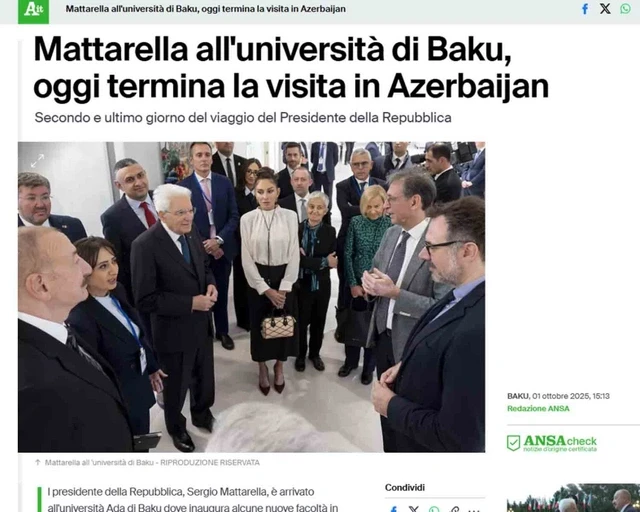 Media.az - Новости Азербайджана - Визит Маттареллы в Азербайджан в фокусе итальянской прессы
