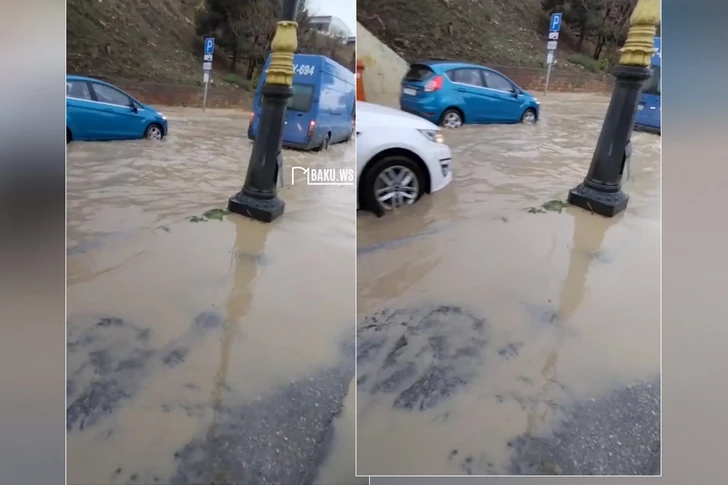 Дождевые воды парализовали движение рядом с Бакинским железнодорожным вокзалом
