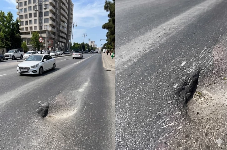 Водители жалуются на разрушенное дорожное покрытие на одной из бакинских улиц