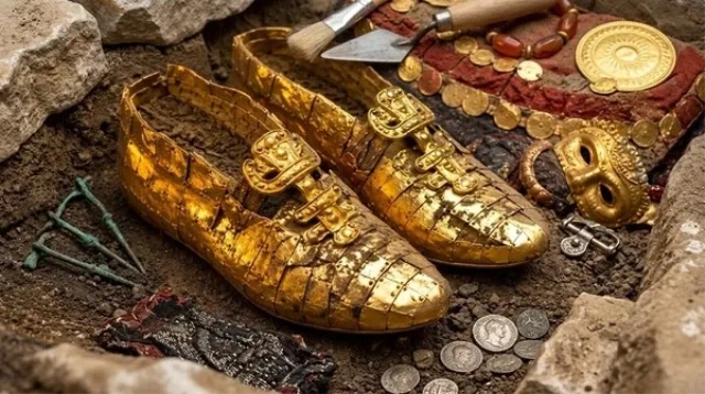 Media.az - Новости Азербайджана - У берегов Каспия нашли 1500-летнее захоронение женщины в «золотой» обуви