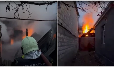 В Газахе произошел пожар в подсобном строении, примыкающем к частному жилому дому