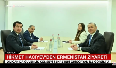 Телеканал Haber Global осветил встречу Хикмета Гаджиева с секретарем Совбеза Армении
