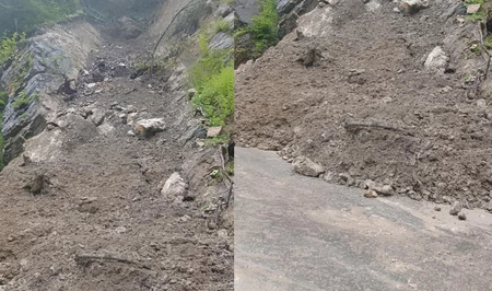 На дороге Губа - Хыналыг вновь произошел оползень