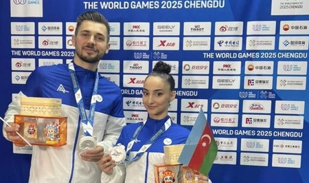 Азербайджанские гимнасты завоевали серебро на Всемирных играх в Китае