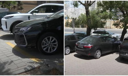 Автохамы оккупировали тротуар в центре Баку: пешеходы в опасности