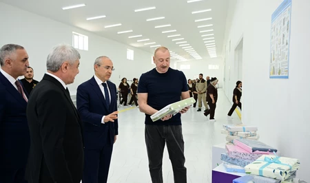 Президент Ильхам Алиев принял участие в открытии ООО «Карабахский текстильный дом» в Ходжалы