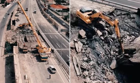 В Гобустане начался снос моста на трассе Баку–Газах