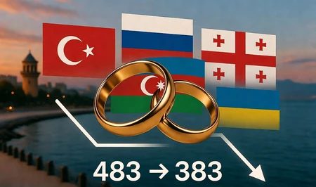 Турция, Россия, Грузия и Украина лидируют среди иностранцев, вступающих в брак с азербайджанцами