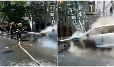 В Ясамальском районе Баку загорелся автомобиль