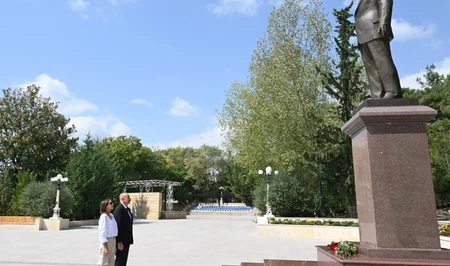 Президент Ильхам Алиев и первая леди Мехрибан Алиева совершили поездку в Шамахинский район