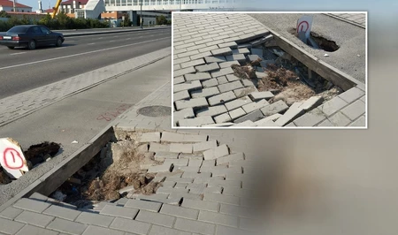На проспекте 8 Ноября в Баку провалился тротуар